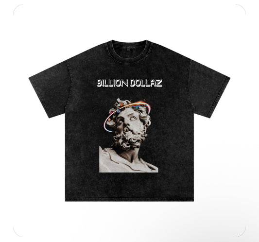 BILLION DOLLAZ Oversize Acid Washed Grey Tee