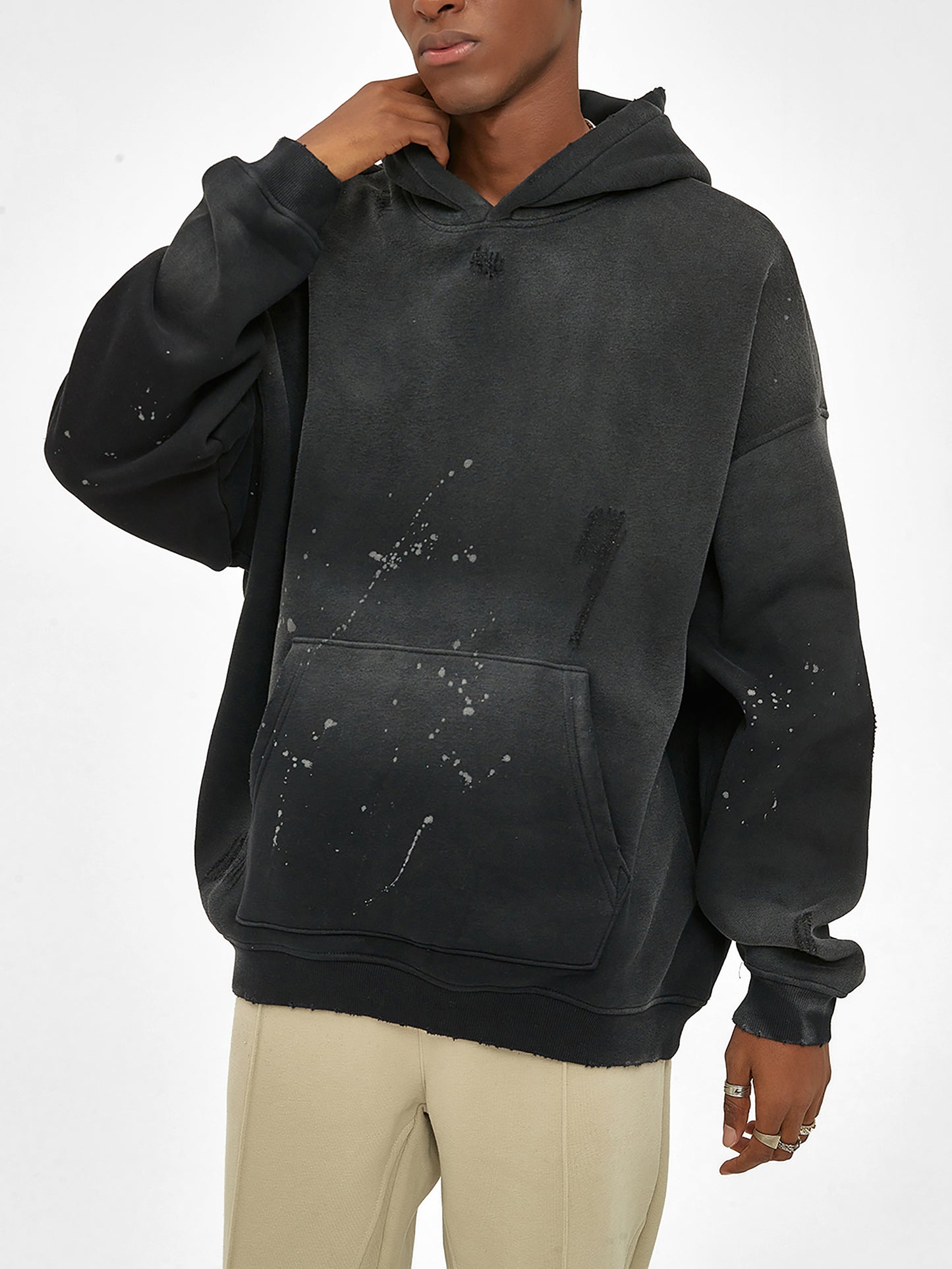 BILLION DOLLAZ Vintage Washed Frayed Hoodie